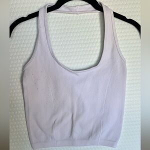 White Ribbed Halter Top - Size M